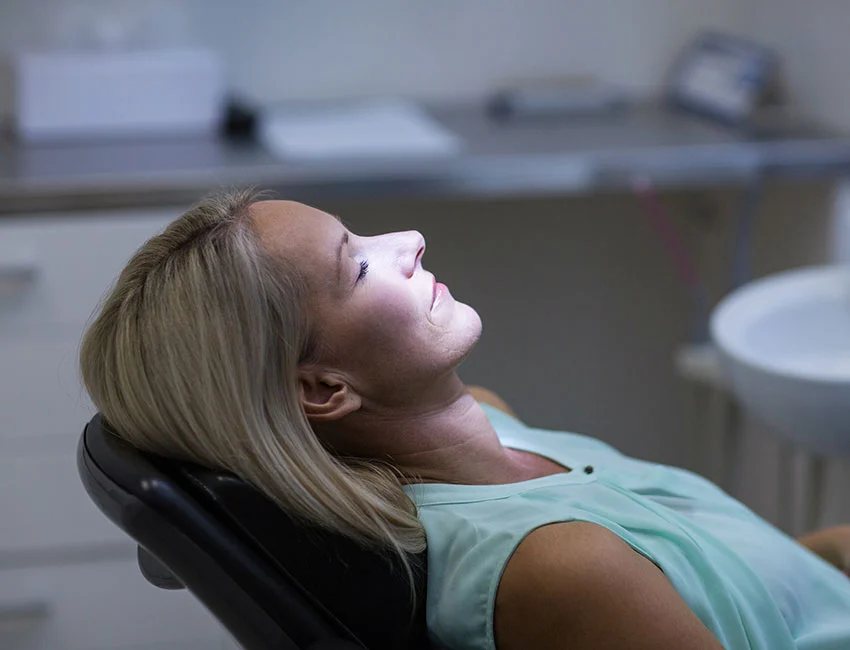 Patient relaxing during dental treatment